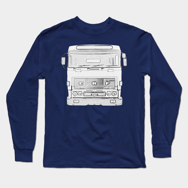 Classic 1980s ERF C Series lorry monochrome Long Sleeve T-Shirt by soitwouldseem